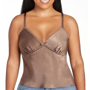 Satin Brown Women's Top